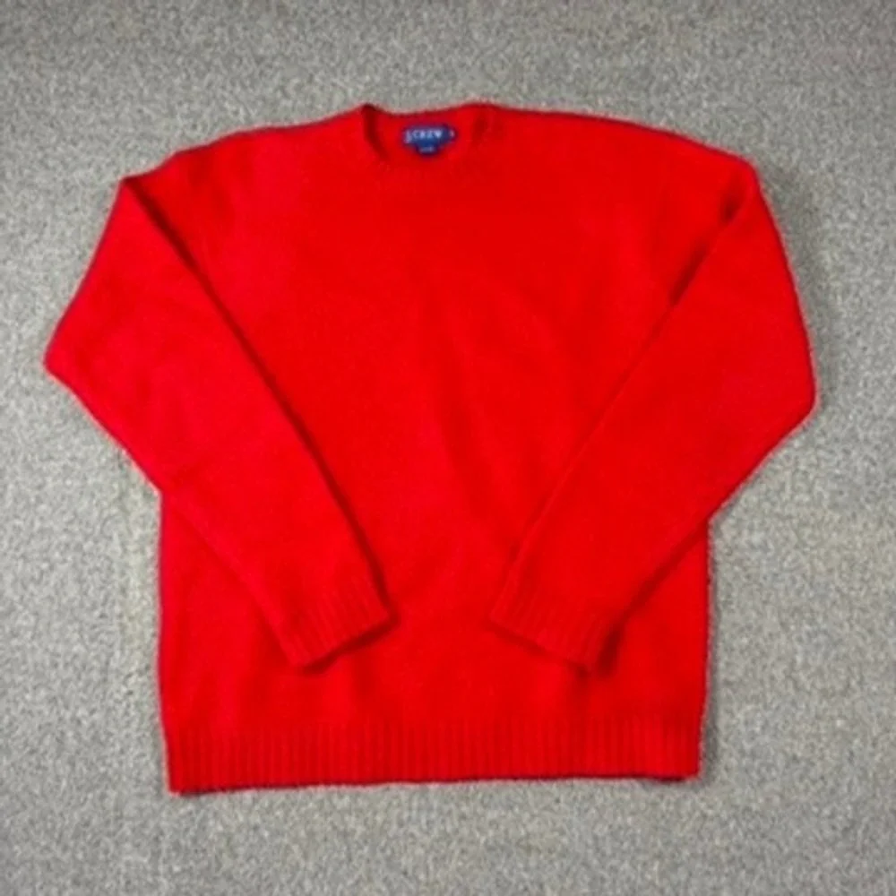 Vintage J.Crew Mens Red 100% Wool Crewneck Sweater Size LT Tall Long Sleeve
